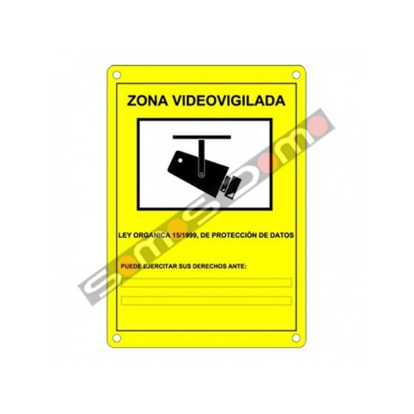 Placa de Zona Videovigilada plástico para interior/exterior.Homologada  según normativa vigente - SomosDomo, C.B.